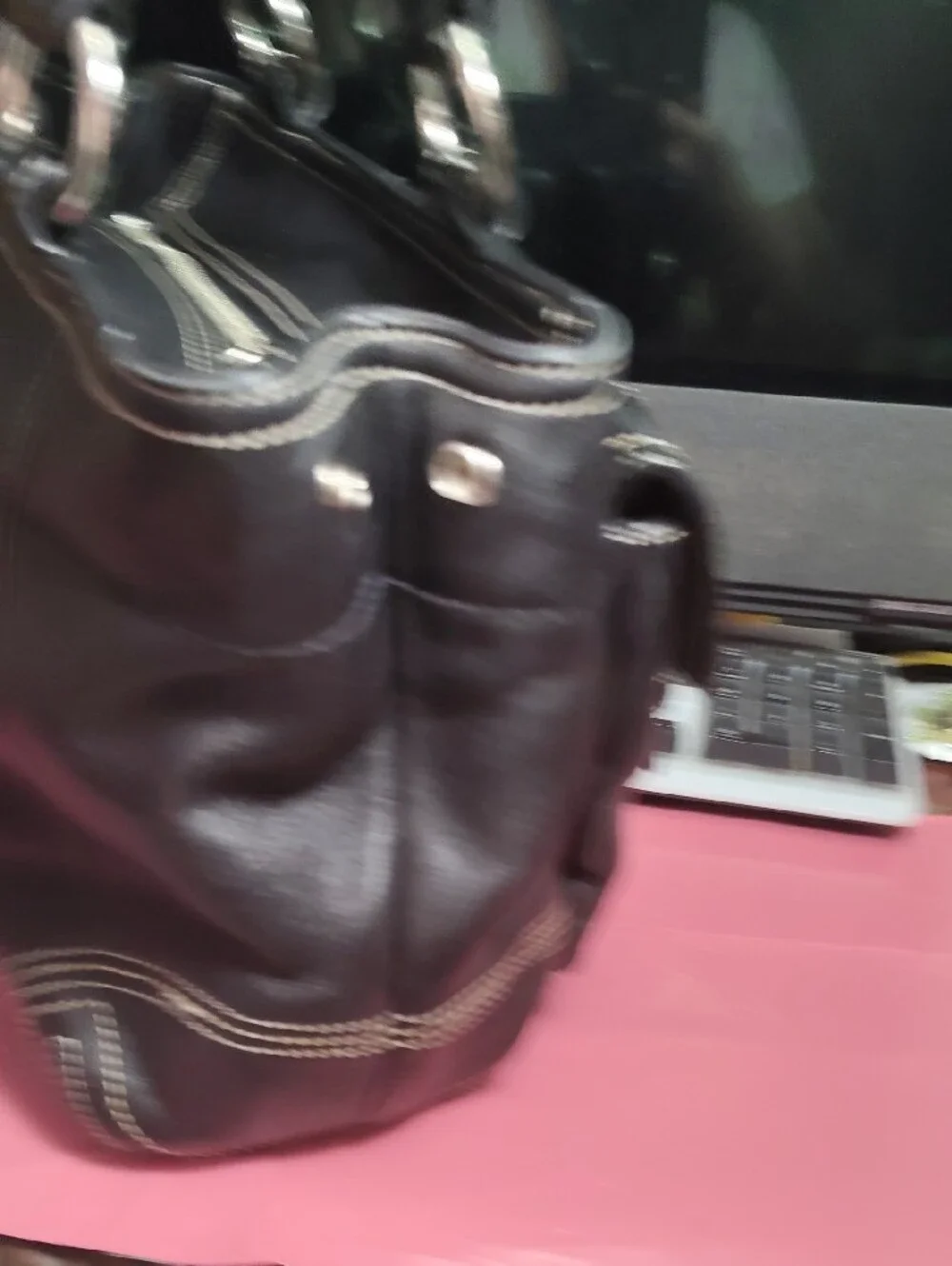 Vintage Coach Soho Big Buckle Satchel Black Leather Tote Bag Pockets-iconic